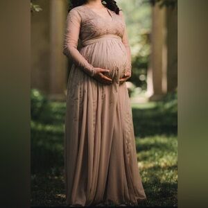 Blush Long Maternity Dress